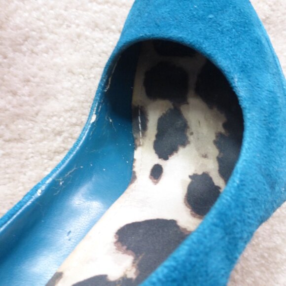 JESSICA SIMPSON dark teal faux suede platform pumps - Picture 7 of 14